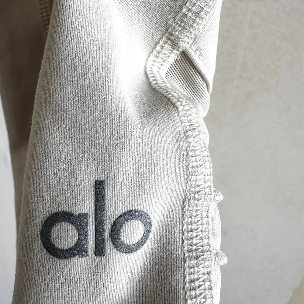 Alo Yoga 7/8 High Waist Moto Leggings Mesh Pleated Elastic Waist White Small - Picture 3 of 5